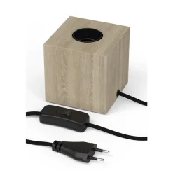 Calex TAFELARMATUUR E27 MET SCHAKELAAR MAX.1X40W 1,8M SNOER,FSC HOUT (941086) New
