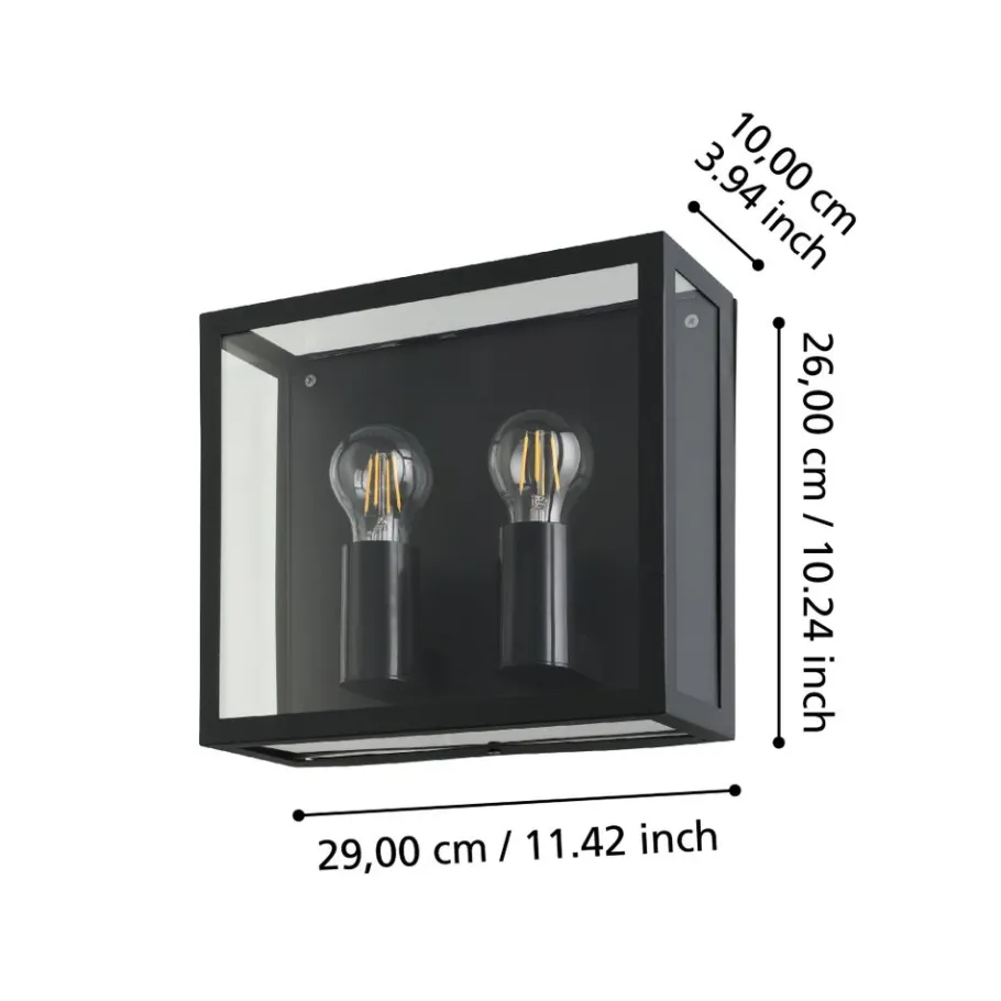 Eglo ALAMONTE 1 Wandlamp staal zwart / Glas helder H: 260 mm Best