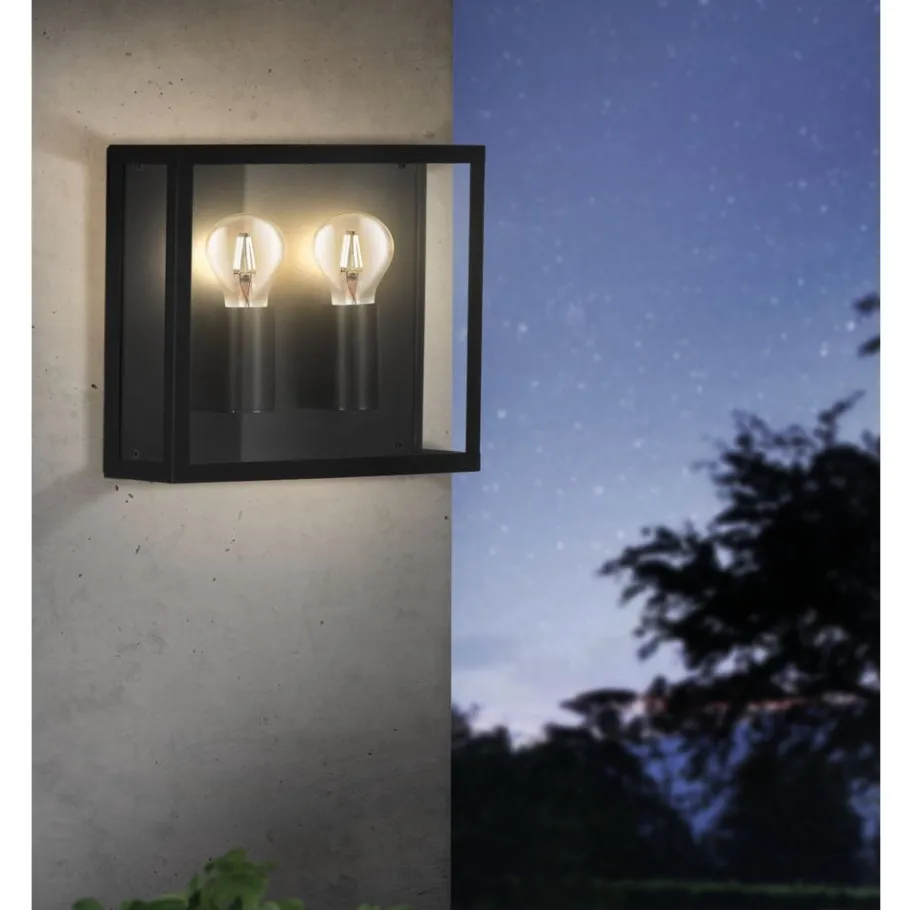 Eglo ALAMONTE 1 Wandlamp staal zwart / Glas helder H: 260 mm Best