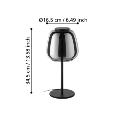Eglo ALFERO-Z Tafellampen staal zwart / glas gestoomd chroom H: 345 mm | Ø 165 mm Hot