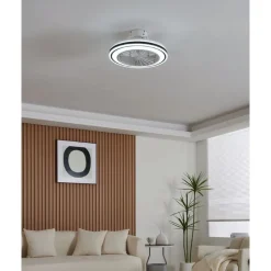 Eglo ALMERIA Ventilator met licht ABS wit, zwart / acryl melkkleurig H: 190 mm | Ø 480 mm New