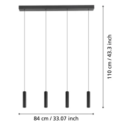 Eglo ALMUDAINA hanglamp staal zwart H: 1100 mm New