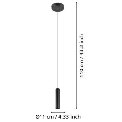 Eglo ALMUDAINA hanglamp staal zwart H: 1100 mm | Ø 40 mm New