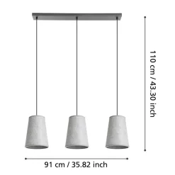 Eglo ALSAGER hanglamp staal zwart / vilt grijs H: 1100 mm Clearance