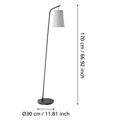 Eglo ALSAGER Staande lampen staal zwart / vilt grijs H: 1700 mm Hot