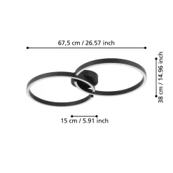 Eglo AMANDOLO Plafondarmaturen aluminium, staal zwart / Kunststof wit H: 65 mm Outlet