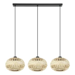 Eglo AMSFIELD 1 hanglamp staal zwart / Hout natuur H: 1100 mm Outlet