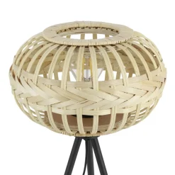 Eglo AMSFIELD 1 Tafellampen staal zwart / Hout natuur H: 410 mm | Ø 260 mm Best