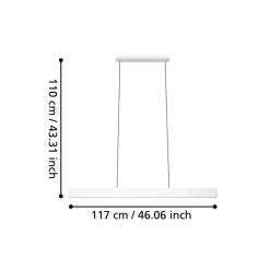 Eglo ANDREAS-Z hanglamp staal grijs / Kunststof wit H: 1100 mm Sale