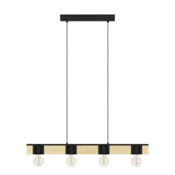 Eglo BAILRIGG hanglamp staal, hout zwart, bruin H: 1100 mm Online