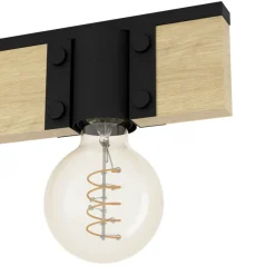 Eglo BAILRIGG hanglamp staal, hout zwart, bruin H: 1100 mm Online
