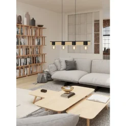 Eglo BAILRIGG hanglamp staal, hout zwart, bruin H: 1100 mm Online