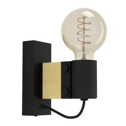 Eglo BAILRIGG Wandlamp staal, hout zwart, bruin H: 135 mm Discount