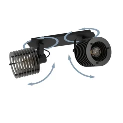 Eglo BALKSPOT/2 E27 SEGOVIA ZWART/HOUT New