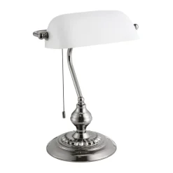 Eglo BANKER Tafellampen staal nikkel-nero / glas satijn wit H: 390 mm Discount