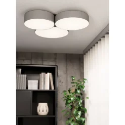 Eglo BARBANO-Z Plafondarmaturen staal zwart / textiel, kunststof grijs, wit H: 90 mm New