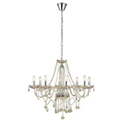 Eglo BASILANO hanglamp staal chroom / Glas cognac H: 1300 mm | Ø 820 mm Outlet