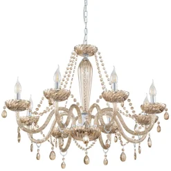 Eglo BASILANO hanglamp staal chroom / Glas cognac H: 1300 mm | Ø 820 mm Outlet