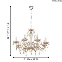 Eglo BASILANO hanglamp staal chroom / Glas cognac H: 1300 mm | Ø 820 mm Outlet