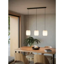 Eglo BELGRAVE hanglamp staal zwart / papier wit H: 1100 mm Hot