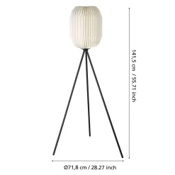 Eglo BELGRAVE Staande lampen staal zwart / papier wit H: 1415 mm | Ø 300 mm Best