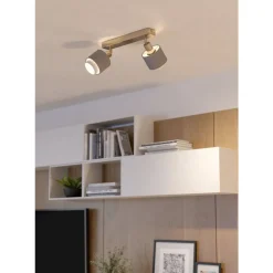 Eglo BELLIZZI spot staal nikkel-mat / textiel grijs, wit H: 185 mm Outlet