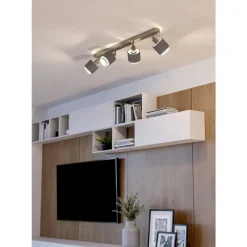 Eglo BELLIZZI spot staal nikkel-mat / textiel grijs, wit H: 185 mm Outlet