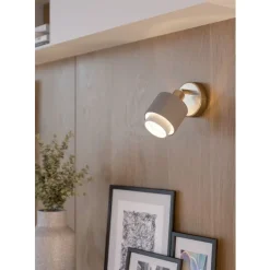 Eglo BELLIZZI spot staal nikkel-mat / textiel grijs, wit H: 110 mm | Ø 90 mm Best