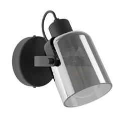 Eglo BERREGAS spot staal zwart, chroom / glas gestoomd zwart-transparant Ø 110 mm Online