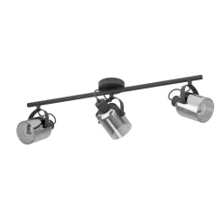 Eglo BERREGAS spot staal zwart, chroom / glas gestoomd zwart-transparant Discount