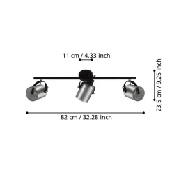 Eglo BERREGAS spot staal zwart, chroom / glas gestoomd zwart-transparant Discount