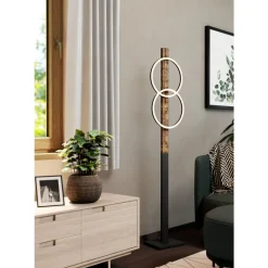 Eglo BOYAL Staande lampen staal, hout zwart, bruin, landelijk / Kunststof wit H: 1500 mm Online