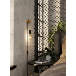 Eglo BUDDON Wandlamp hout, staal bruin, zwart H: 2600 mm