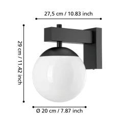 Eglo BUFALATA Wandlamp staal zwart / Kunststof wit H: 290 mm Discount