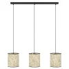 Eglo BUTTERBURN hanglamp staal zwart / textiel met berkenbladeren beige, groen H: 1100 mm Outlet