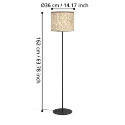 Eglo BUTTERBURN Staande lampen staal zwart / textiel met berkenbladeren beige, groen H: 1620 mm | Ø 360 mm Discount