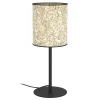 Eglo BUTTERBURN Tafellampen staal zwart / textiel met berkenbladeren beige, groen H: 475 mm | Ø 180 mm Discount