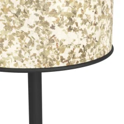Eglo BUTTERBURN Tafellampen staal zwart / textiel met berkenbladeren beige, groen H: 475 mm | Ø 180 mm Discount