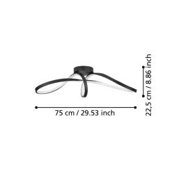 Eglo CALAROSSA-Z Plafondarmaturen aluminium, staal zwart / Kunststof wit H: 205 mm Outlet