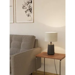 Eglo CAPALBIO Tafellampen Keramiek grijs / textiel, linnen natuur H: 410 mm | Ø 230 mm Clearance