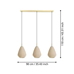 Eglo CAPRAROLA hanglamp staal geelkoper-geborsteld / glas satijn zand H: 1100 mm