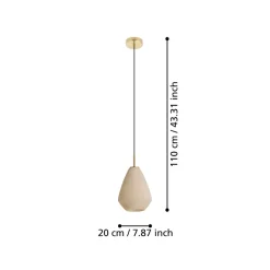 Eglo CAPRAROLA hanglamp staal geelkoper-geborsteld / glas satijn zand H: 1100 mm | Ø 200 mm Sale
