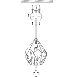 Eglo CARLTON 1 hanglamp staal zwart, zilver H: 1100 mm | Ø 310 mm New