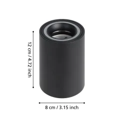 Eglo CAROSSO-Z opbouwarmatuur aluminium zwart / Kunststof wit H: 120 mm | Ø 80 mm Outlet