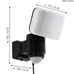 Eglo CASABAS Wandlamp Kunststof zwart / Kunststof wit H: 155 mm New