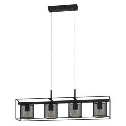 Eglo CATTERICK hanglamp staal zwart H: 1100 mm Outlet