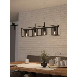 Eglo CATTERICK hanglamp staal zwart H: 1100 mm Outlet