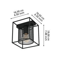 Eglo CATTERICK Plafondarmaturen staal zwart H: 190 mm Outlet