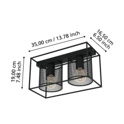 Eglo CATTERICK Plafondarmaturen staal zwart H: 190 mm Clearance