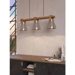 Eglo CAWTON hanglamp staal, hout staal, rustiek bruin H: 1100 mm Online